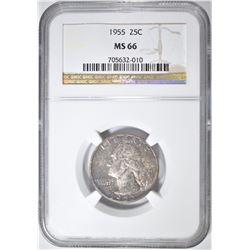 1955 WASHINGTON QUARTER NGC MS-66 COLOR