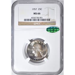 1957 WASHINGTON QUARTER NGC MS-66 CAC COLOR