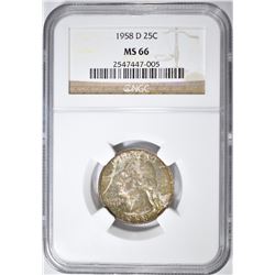 1958-D WASHINGTON QUARTER NGC MS-66 COLOR