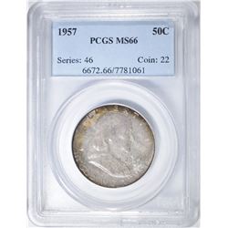 1957 FRANKLIN HALF DOLLAR PCGS MS-66