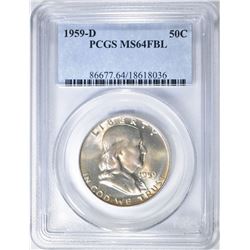 1959-D FRANKLIN HALF DOLLAR PCGS MS-64 FBL