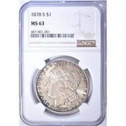 1878-S MORGAN DOLLAR, NGC MS-63