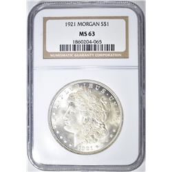 1921 MORGAN DOLLAR, NGC MS-63