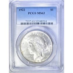1922 PEACE DOLLAR  PCGS MS-63