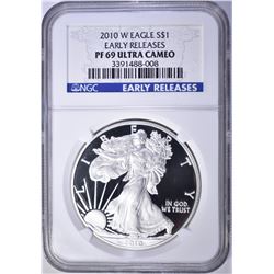 2010-W AMERICAN SILVER EAGLE, NGC PF69 ULTRA CAMEO