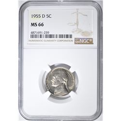 1955-D JEFFERSON NICKEL, NGC MS-66