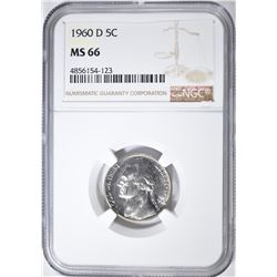1960-D JEFFERSON NICKEL,  NGC MS-66