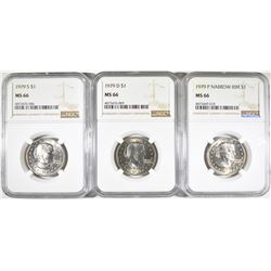 1979 NARROW RIM 79-D, 79-S S.B.A  DOLLARS NGC MS66