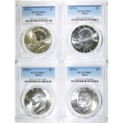 2-1972-S & 2-76-S SILVER IKE DOLLARS, PCGS  MS-67