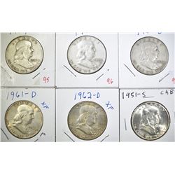 FRANKLIN HALF DOLLAR LOT:  1959-D, 1960,