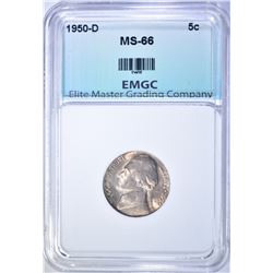 1950-D JEFFERSON NICKEL, EMGC SUPERB GEM BU