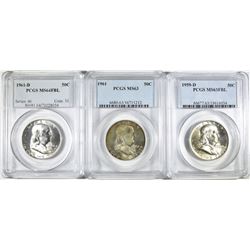3 PCGS GRADED FRANKLIN HALVES