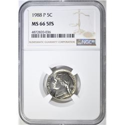 1988-P JEFFERSON NICKEL NGC MS 66 5FS