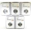 Image 1 : ( 5 ) 1964 WASHINGTON QTR NGC MS-65
