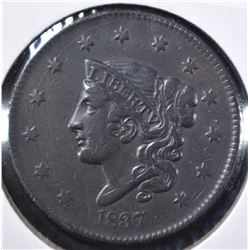 1837 MATRON HEAD LARGE CENT XF