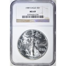 1989 AMERICAN SILVER EAGLE NGC MS-69