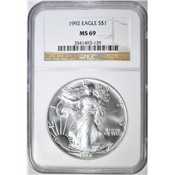 1992 AMERICAN SILVER EAGLE NGC MS-69