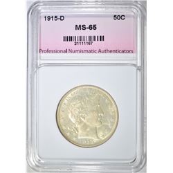 1915-D BARBER HALF DOLLAR, PNA
