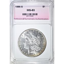 1886-S MORGAN DOLLAR, PNA CH BU