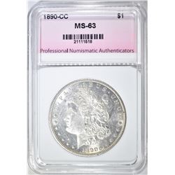 1890-CC MORGAN DOLLAR, PNA CH BU