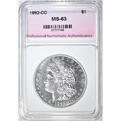 1892-CC MORGAN DOLLAR, PNA CH BU