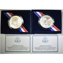 2-UNC BEN FRANKLIN FOUNDING FATHER COMMEM DOLLARS