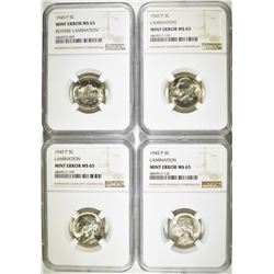 4-1945-P MINT ERROR NICKELS, NGC GRADED MS-65