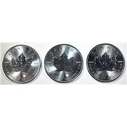 3-BU 2019 CANADIAN SILVER MAPLE LEAF COINS