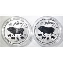 2-2019 AUSTRALIAN 1oz SILVER YEAR OF THE PIG COINS