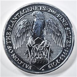 2019 2oz SILVER QUEENS BEAST FALCON COIN