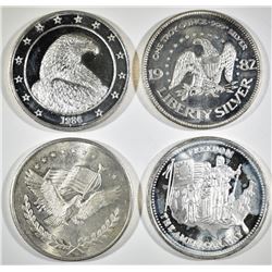4-DIFFERENT 1oz .999 SILVER ROUNDS