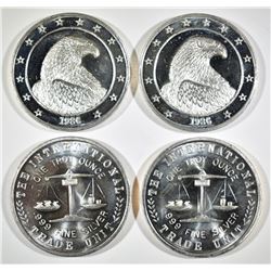 4-1986 BALD EAGLE 1oz .999 SILVER ROUNDS