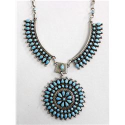 Estate Navajo Sterling Turquoise Necklace, Yazzie