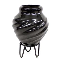 Mata Ortiz Burnished Black Swirl Jar by M. Acosta