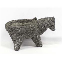 Carved Horse Granite Stone Bowl