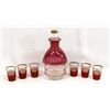 Image 1 : Pink Cranberry Flash Gold Gilt Glass Decanter