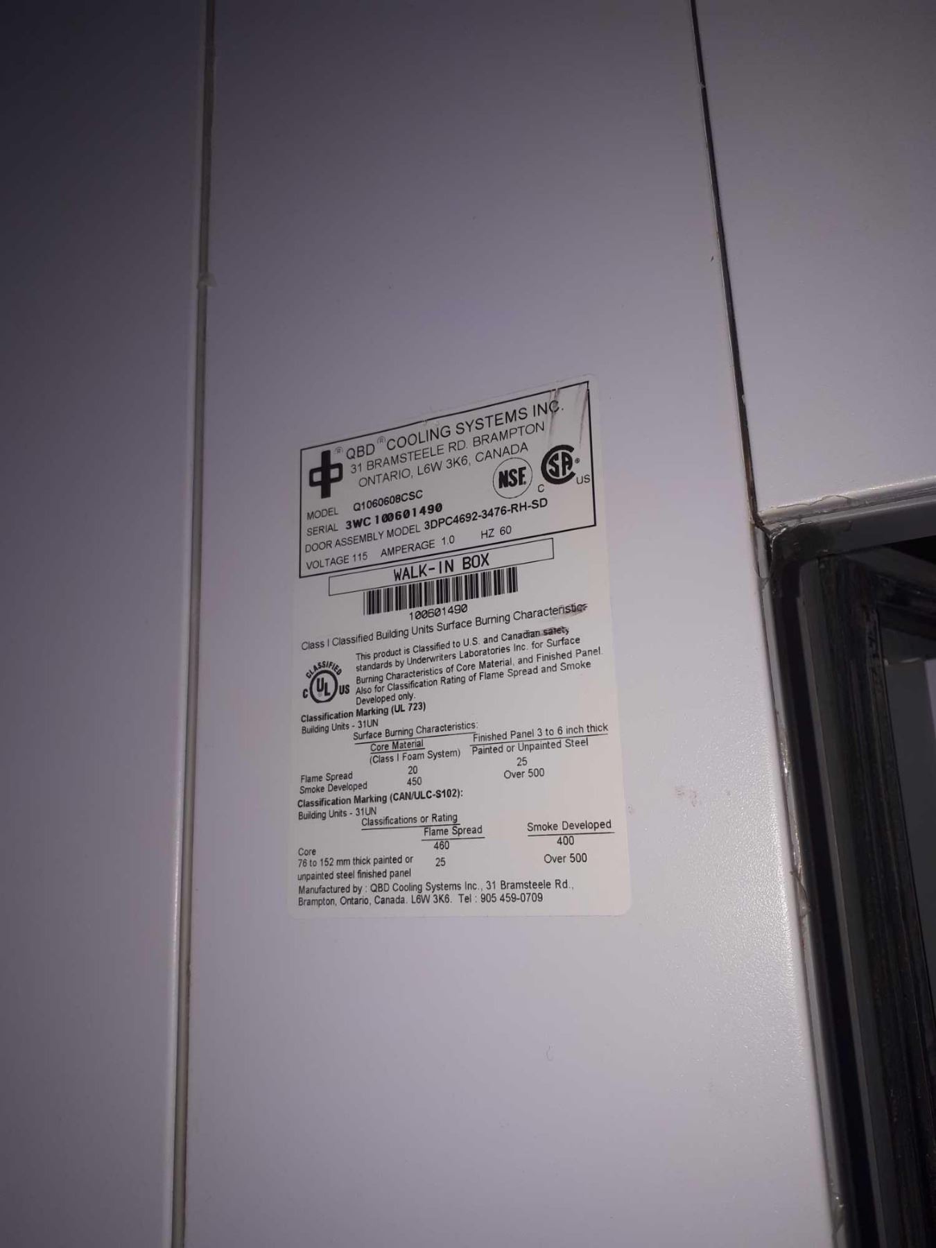 QBD Cooling Systems Solid Door WalkIn COOLER , 72 x 66 inches complete with 120V cooling unit model