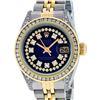 Image 1 : Rolex Ladies 2 Tone 14K Blue Vignette String Diamond Channel Set  Datejust Wrisw