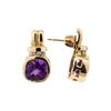 Image 2 : 3.10 ctw Amethyst and Diamond Earrings - 14KT Yellow Gold