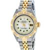 Image 2 : Rolex Ladies 2 Tone 14K MOP Emerald & Pyramid Diamond Diamond Datejust Wriswatch