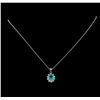 Image 2 : 3.04 ctw Apatite and Diamond Pendant With Chain - 14KT White Gold