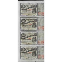 Uncut Sheet of (4) State of Louisiana Baby Bond Obsolete Notes