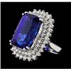 GIA Cert 24.59 ctw Tanzanite and Diamond Ring - 14KT White Gold