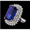 Image 1 : GIA Cert 24.59 ctw Tanzanite and Diamond Ring - 14KT White Gold