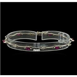 0.60 ctw Ruby and Diamond Bracelet - 14KT White Gold