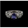 Image 2 : 0.82 ctw Tanzanite and Diamond Ring - 14KT White Gold