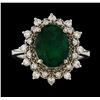 Image 2 : 3.09 ctw Emerald and Diamond Ring - 14KT White Gold