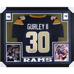 Todd Gurley Signed Los Angeles Rams 35x43 Custom Framed Jersey (PSA Hologram)