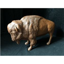 VINTAGE RESIN BUFFALO NATIVE SCULPTURE