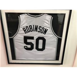 DAVID ROBINSON CUSTOM FRAMED AND SIGNED SAN ANTONIO SPURS JERSEY (JSA COA)